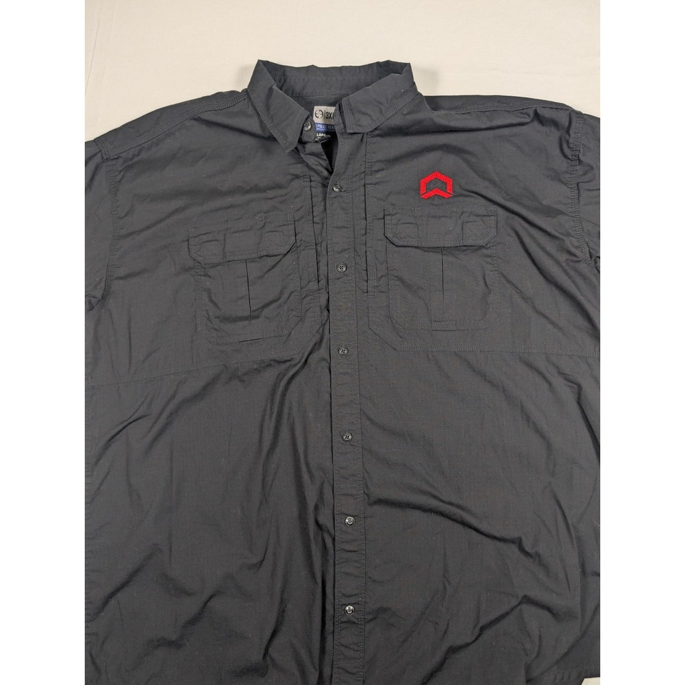 LA Police Gear Mens 3XL Black Tactical Short Sleeve Ripstop Button Down Shirt